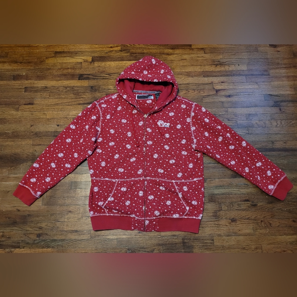 Vintage 90s Y2K Enyce Red Bandana Print Zip Up Hoodie Sweatshirt Jacket L